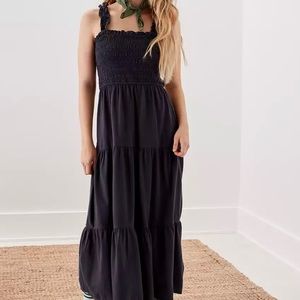 AE ruffle smocked midi dress